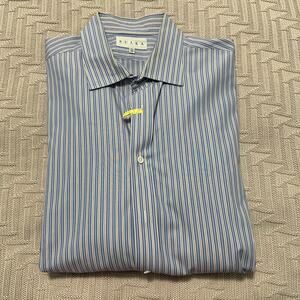 Sulka blue striped button down size 17.5